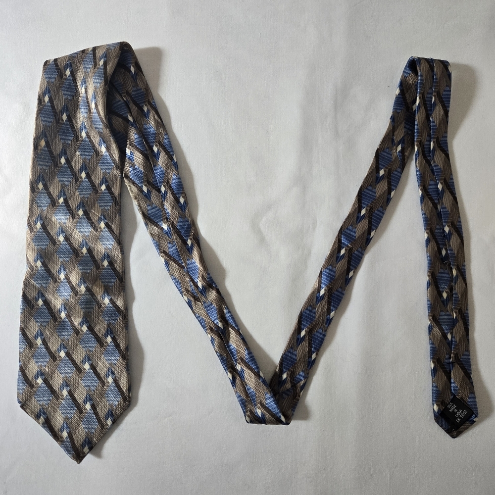Puritan Silk Blue and Brown Geometric Tie